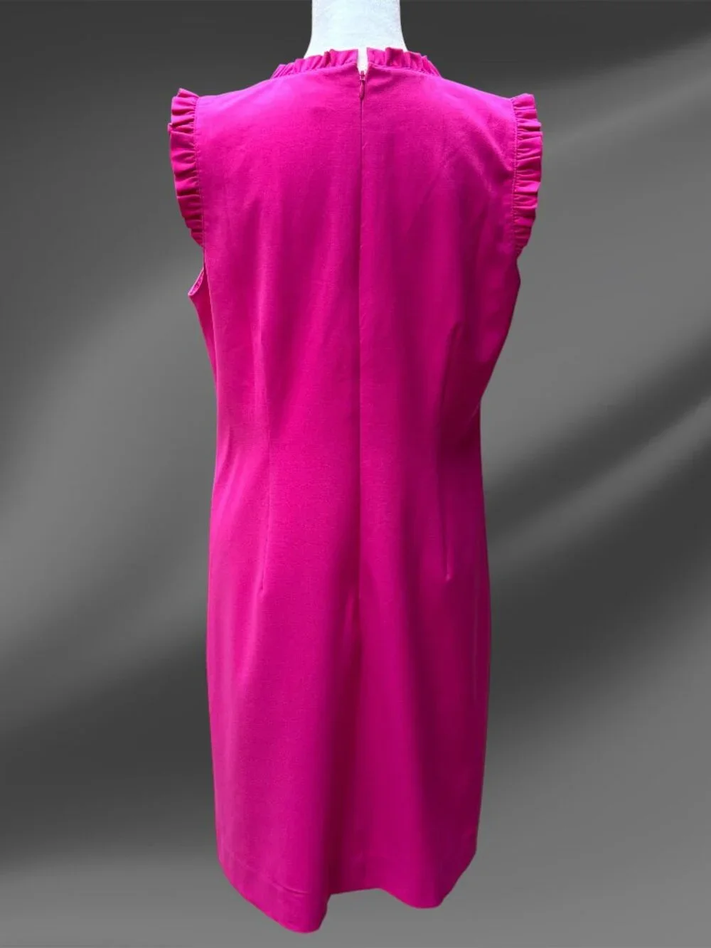 J. Crew Fuchsia Pink Ruffle Trim Sleeveless A-Line Dress Classic Career Sz 8